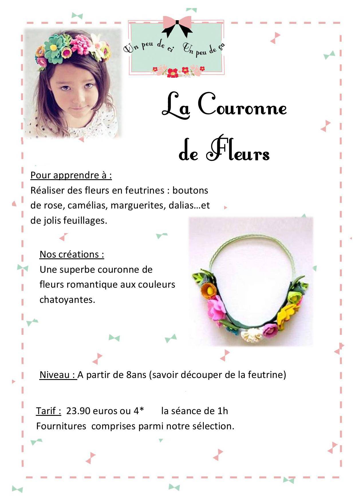 atelier couronne de fleurs un peu de ci granville feutrine